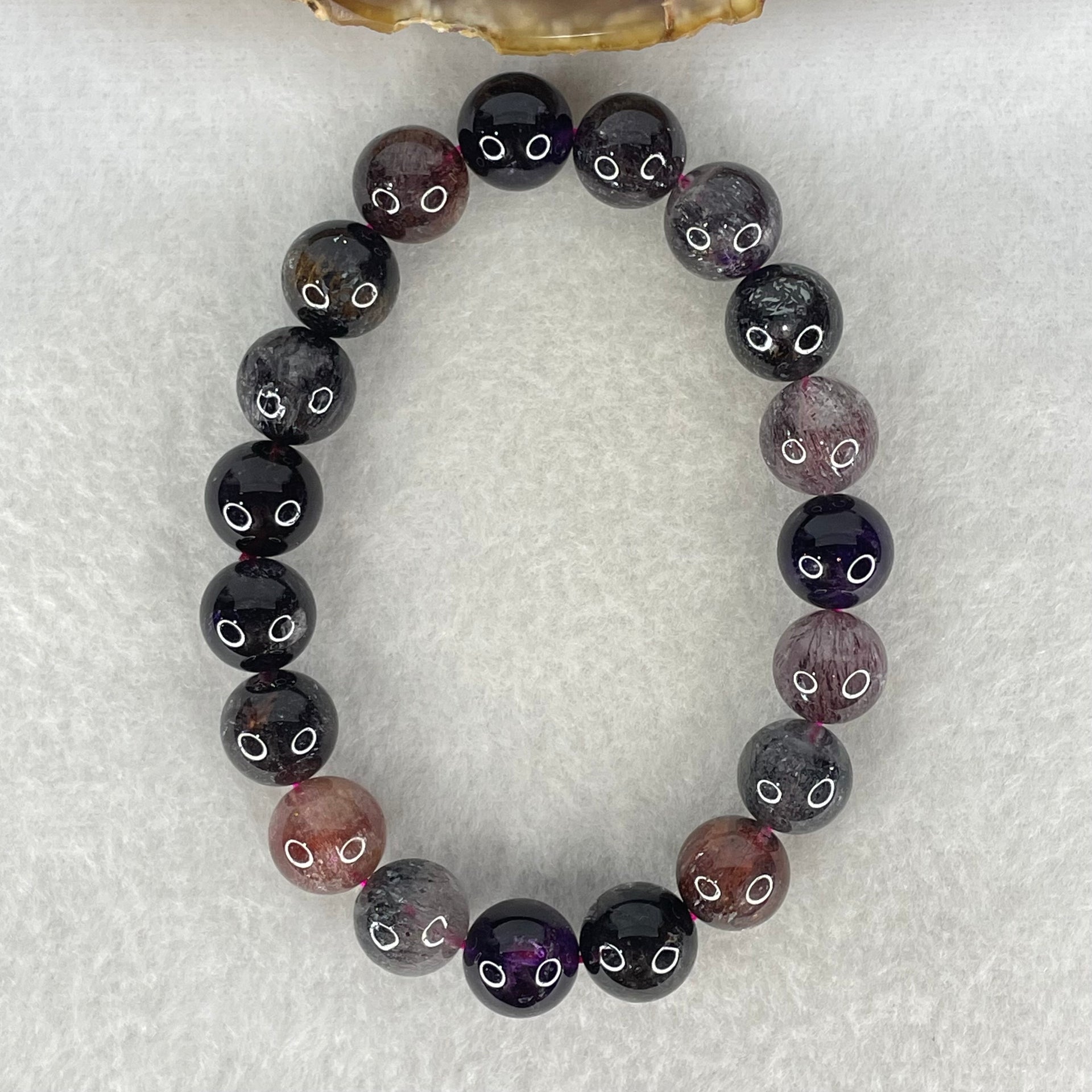 Good Grade Natural Blackcurrant Super 7 Beads Bracelet 32.62g 17cm 10.8mm 19 Beads - Huangs Jadeite and Jewelry Pte Ltd