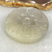 Antique Natural Greyish Lavender Nephrite Ping An Kou Donut Pendant 64.41g 58.5 by 14.0mm - Huangs Jadeite and Jewelry Pte Ltd