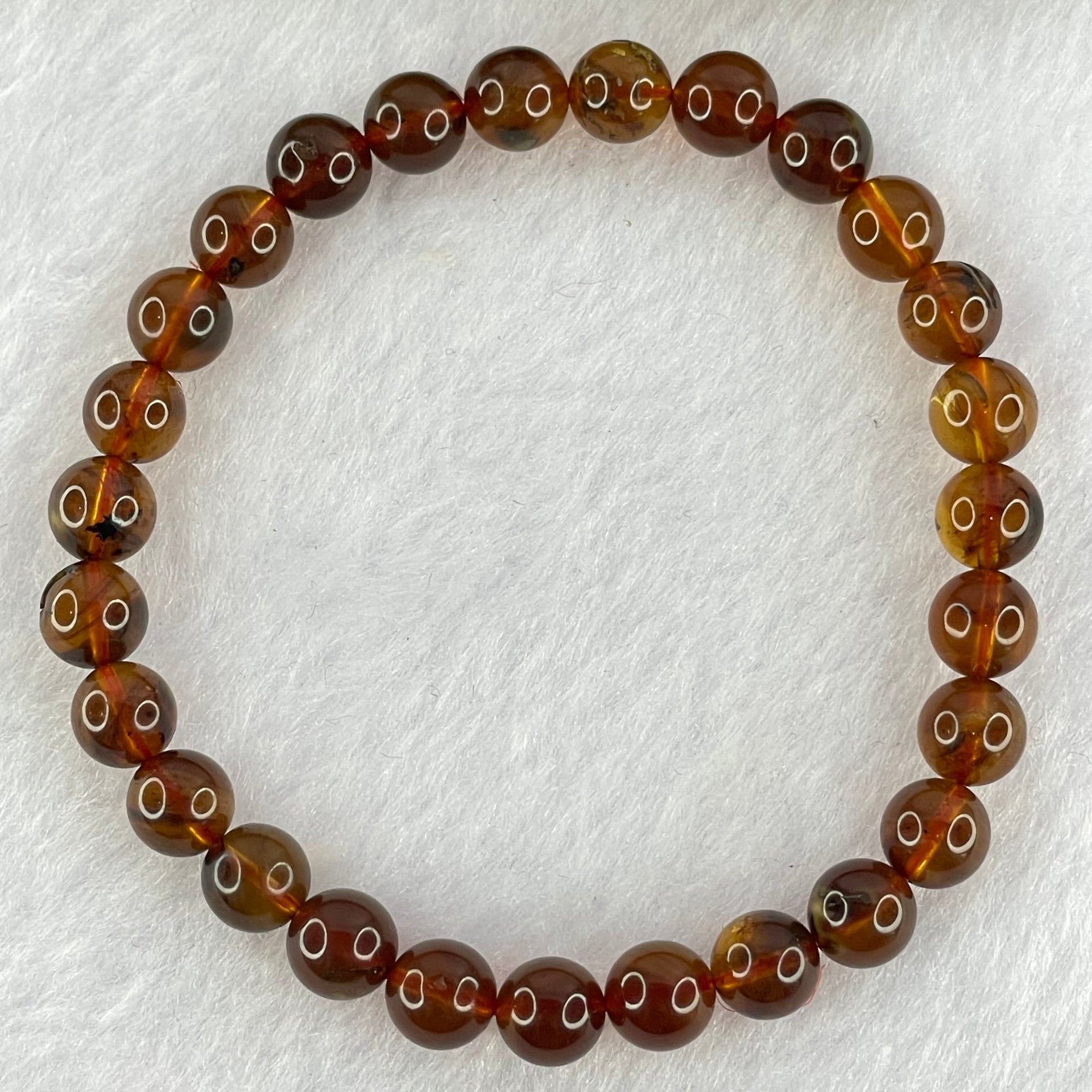 Natural Purple Amber Beads Bracelet 天然紫蜜琥珀手链 4.19g 15cm 6.6mm 27 Beads - Huangs Jadeite and Jewelry Pte Ltd