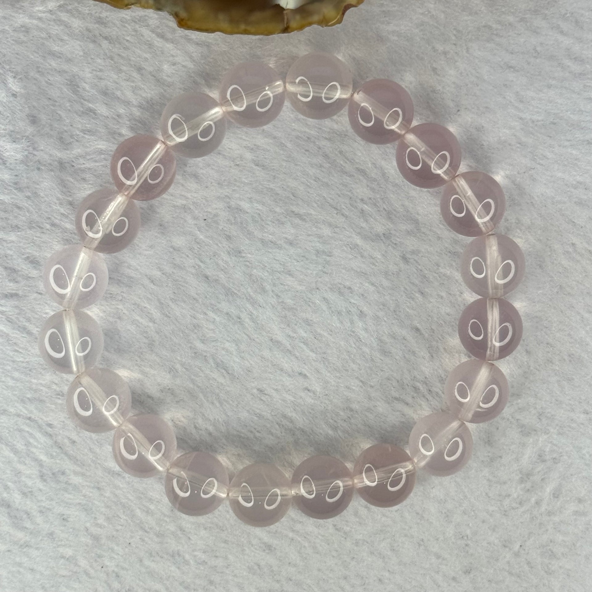 Natural Rose Quartz Beads Bracelet 天然玫瑰石英珠手链t 29.77g 17.5cm 10.3mm 20 Beads - Huangs Jadeite and Jewelry Pte Ltd