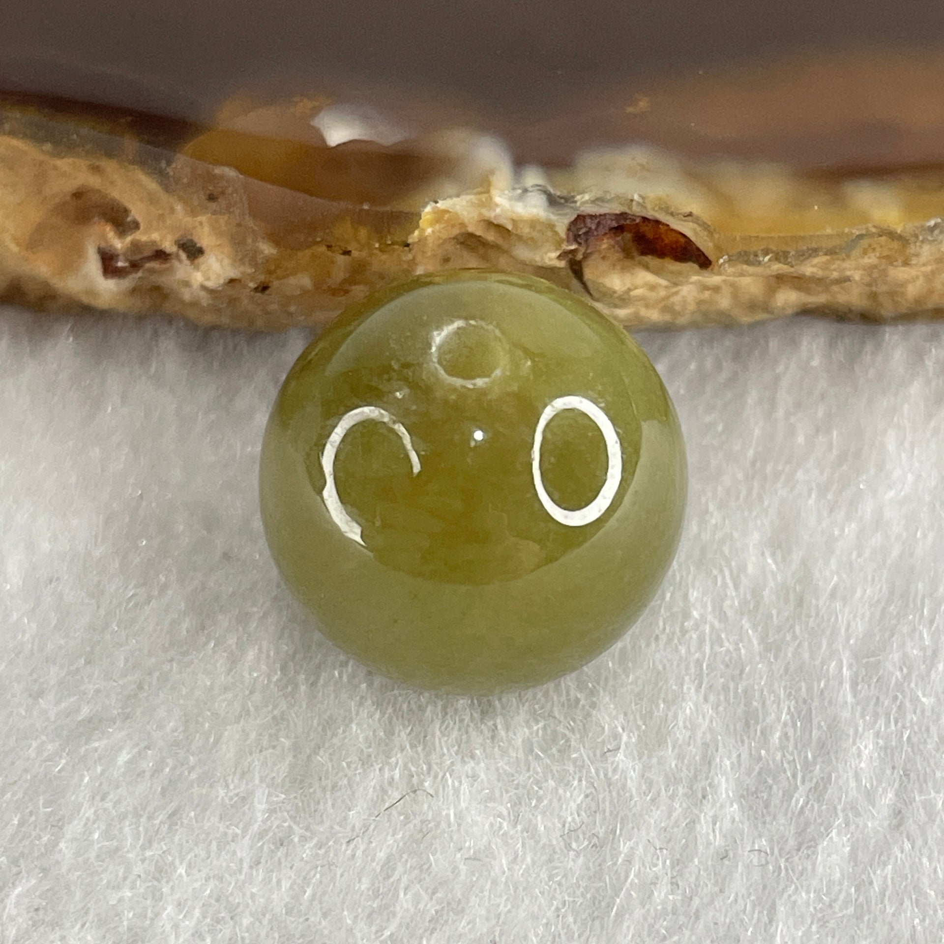 Natural Type A Yellowish Green Jadeite Bead Charm 4.49g 13.8mm - Huangs Jadeite and Jewelry Pte Ltd