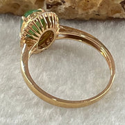 Type A Emerald Green Jadeite with Diamonds in 18K Rose Gold Ring 2.36g 7.5 by 6.0 by 3.5mm US6.8 HK15 - Huangs Jadeite and Jewelry Pte Ltd