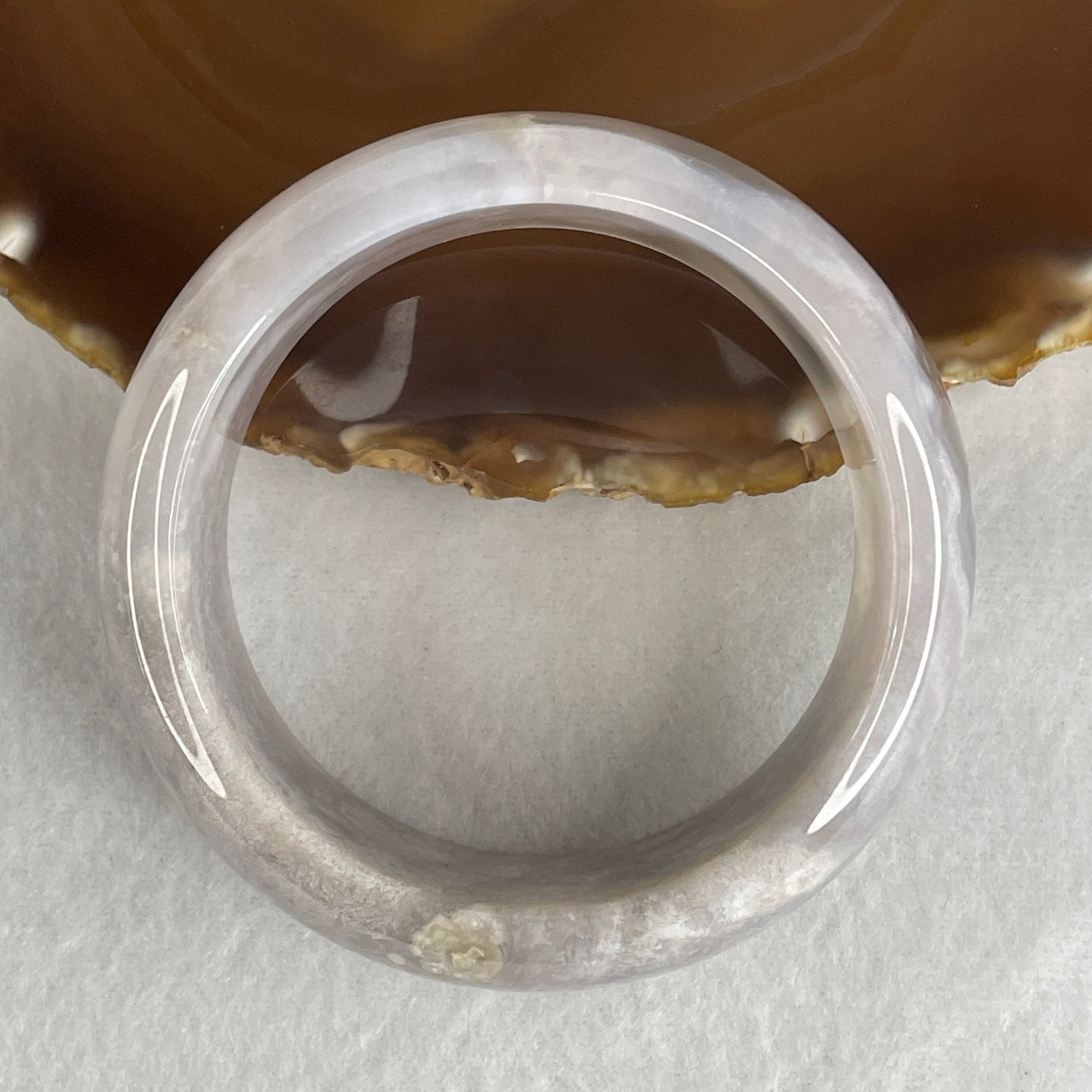 Natural Purple Flower Agate Bangle | Armlet & Emotional Healing Talisman (99.75g 24.8 by 10.2mm | 58.2mm Inner Diameter | Very Very Slight External Rough)