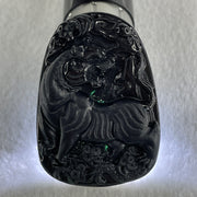 Type A Opaque to Partial Translucent Black Omphacite Jadeite Tiger Pendant 24.24g 56.8 by 40.5 by 7.5mm - Huangs Jadeite and Jewelry Pte Ltd