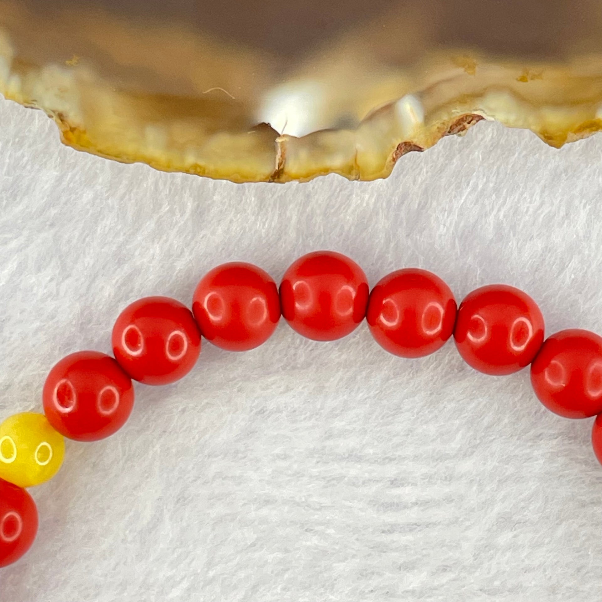 Natural Red Cinnabar Beads Bracelet with Fu Charm and Agate Skull 22.20g 16cm 13.2 by 13.3 by 8.4mm 7.2mm 21 Beads - Huangs Jadeite and Jewelry Pte Ltd