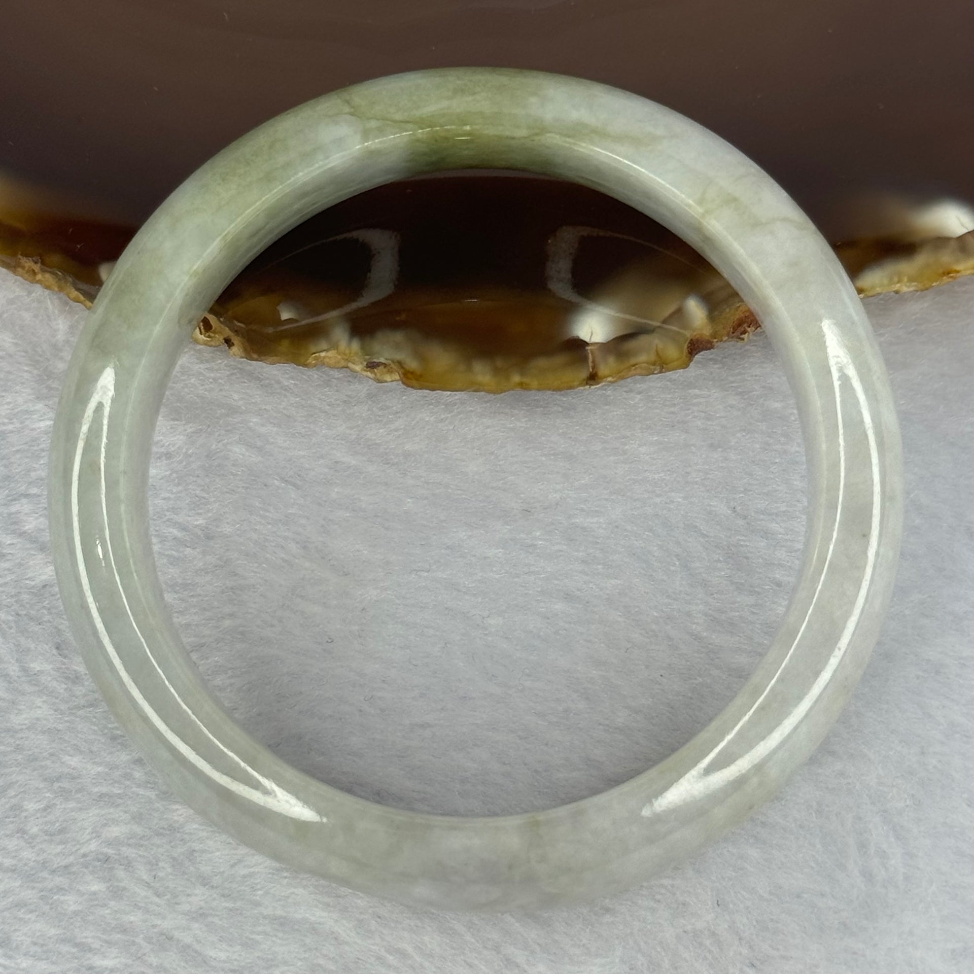 Type A Lavender with Green Patches Jadeite Bangle 56.41g Internal Diameter 55.7mm 13.6 by 8.3mm (Internal Lines) - Huangs Jadeite and Jewelry Pte Ltd