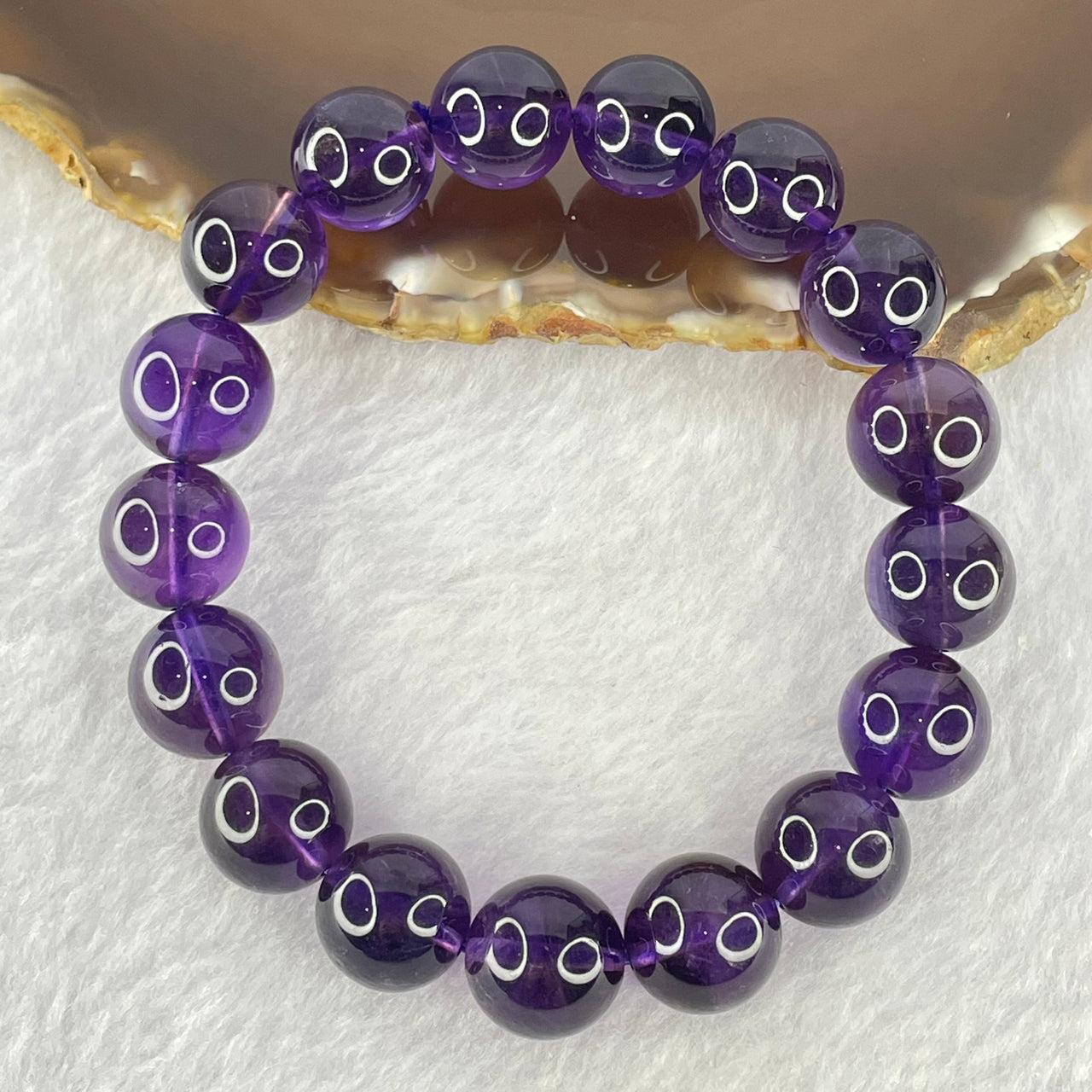 Very Good Grade Natural Amethyst Bracelet 46.78g 18.5cm 13.0mm 17 Beads - Huangs Jadeite and Jewelry Pte Ltd