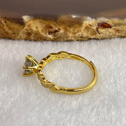 Natural Quartz with Black Tourmaline and Cubic Zirconia in S925 Sliver Gold Color Ring (Adjustable Size) 1.63g 5.7 by 3.8mm - Huangs Jadeite and Jewelry Pte Ltd