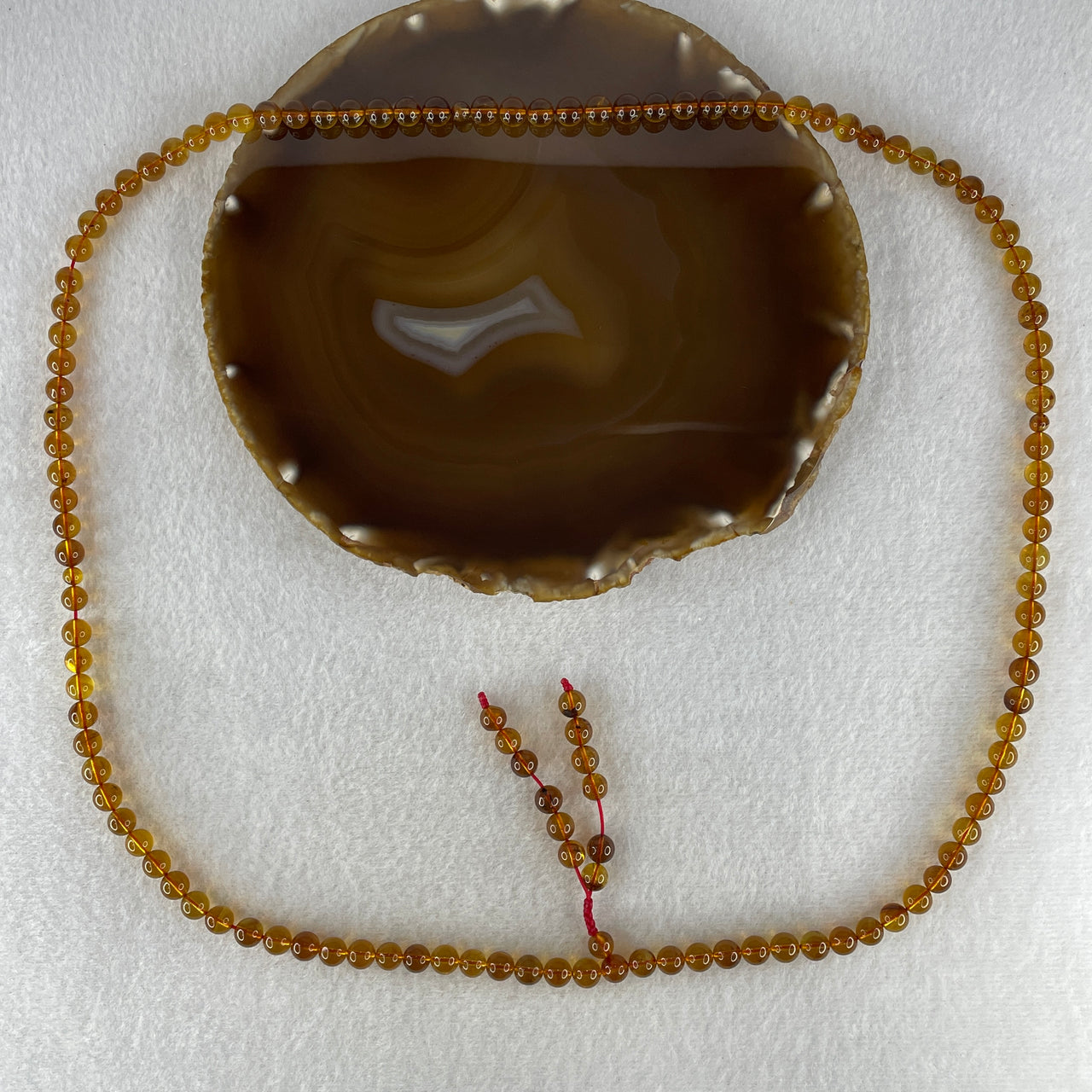 Natural Orangy Yellow Flower Cognac Amber Round Shape Beads Necklace 20.21g 74cm 6.9mm 10.2 Beads