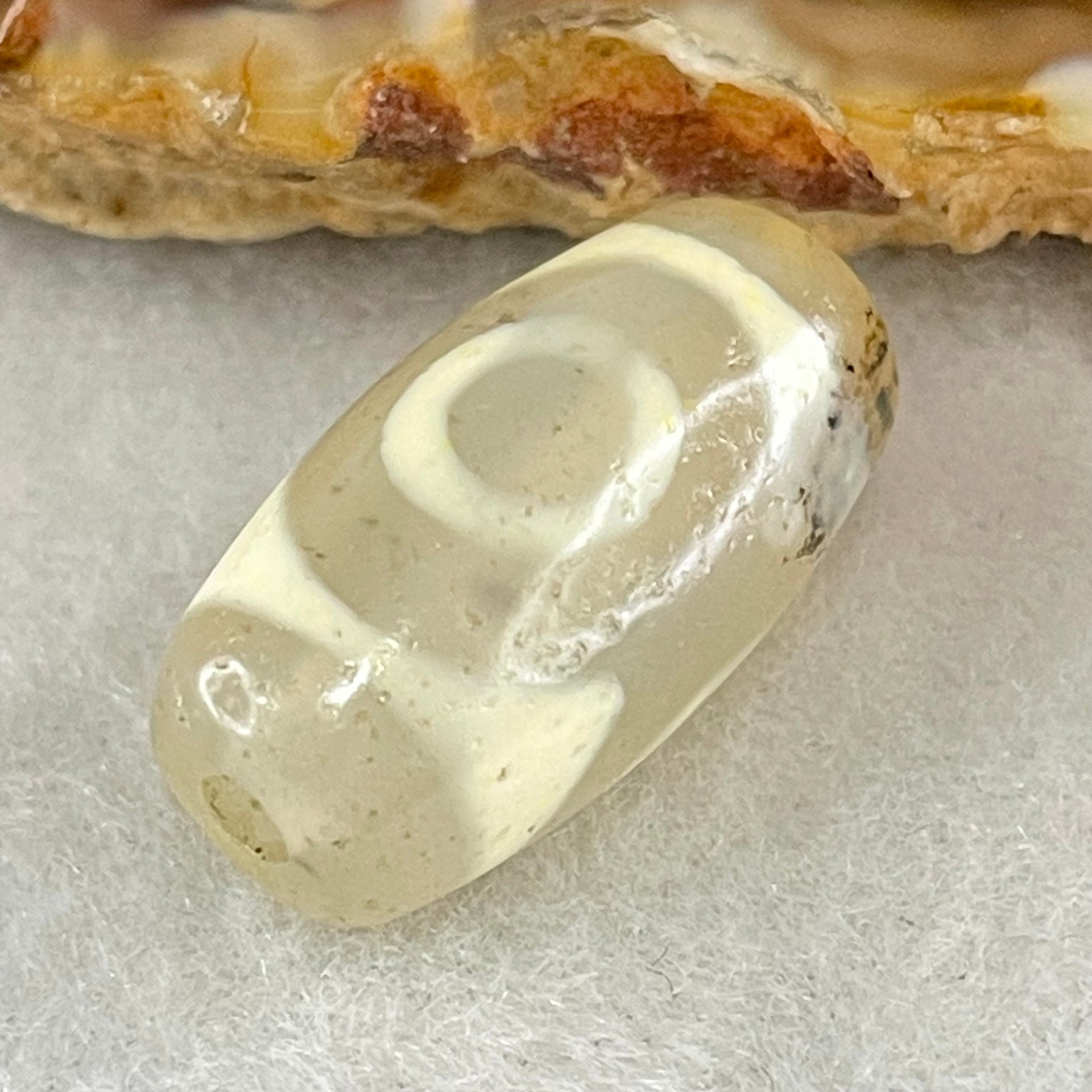 Natural Powerful Tibetan Old Oily Agate 3 Eyes Dzi Bead Heavenly Master (Tian Zhu) 三眼天诛 3.38g 20.1 by 10.8mm - Huangs Jadeite and Jewelry Pte Ltd