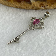 Natural Tourmaline Crystal Key with Charm Pendant in S925 Sliver 1.38g 5.2 by 3.8 by 2.0mm - Huangs Jadeite and Jewelry Pte Ltd