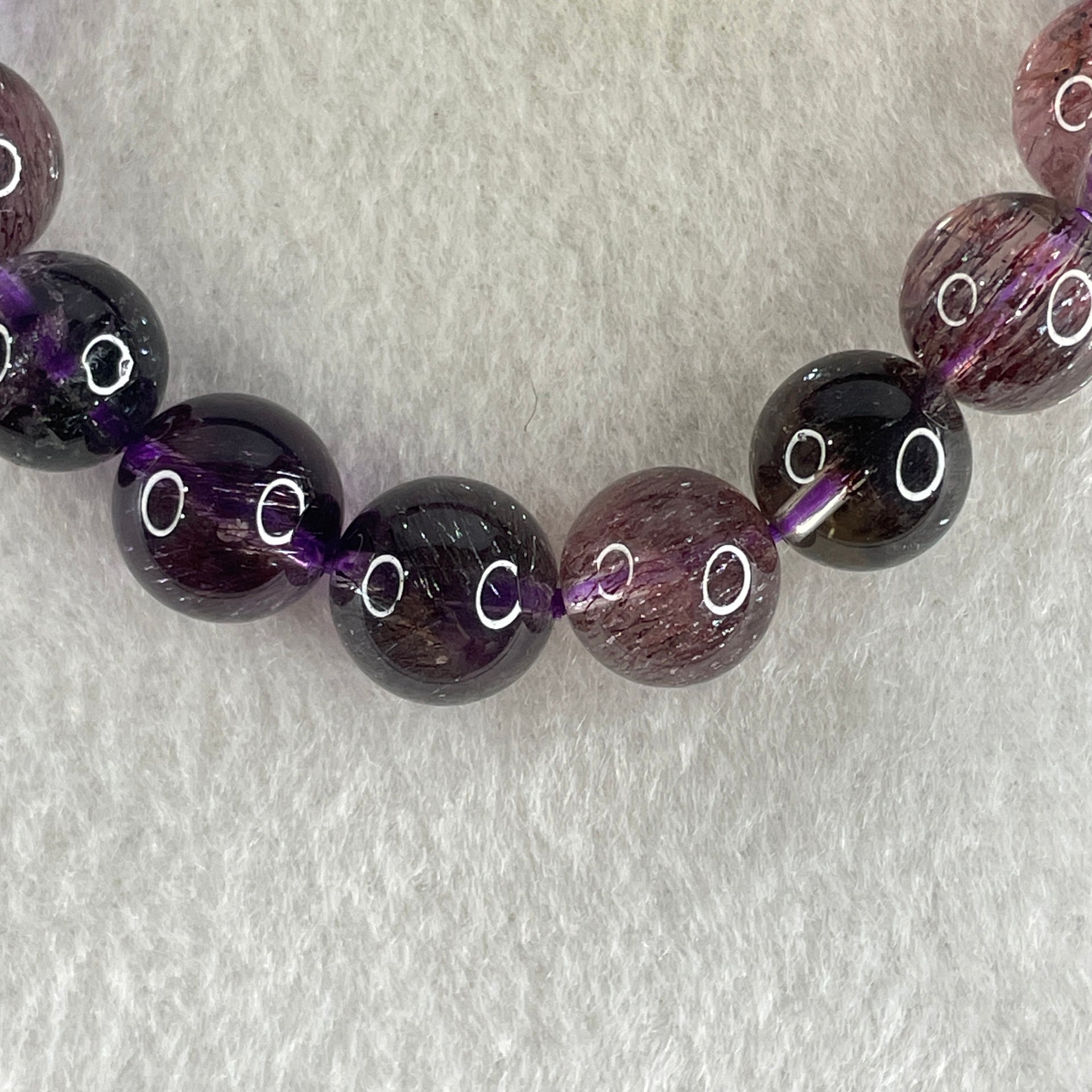 Good Grade Natural Super 7 Beads Bracelet 32.33g 10.9mm 16.5cm 19Beads - Huangs Jadeite and Jewelry Pte Ltd