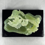 Natural Green Serpentine Double Victory Horses with Twin Birds on Treen and Pond with Wooden Stand Display 1,275.3g 240.0 by 210.0 by 160.0mm - Huangs Jadeite and Jewelry Pte Ltd