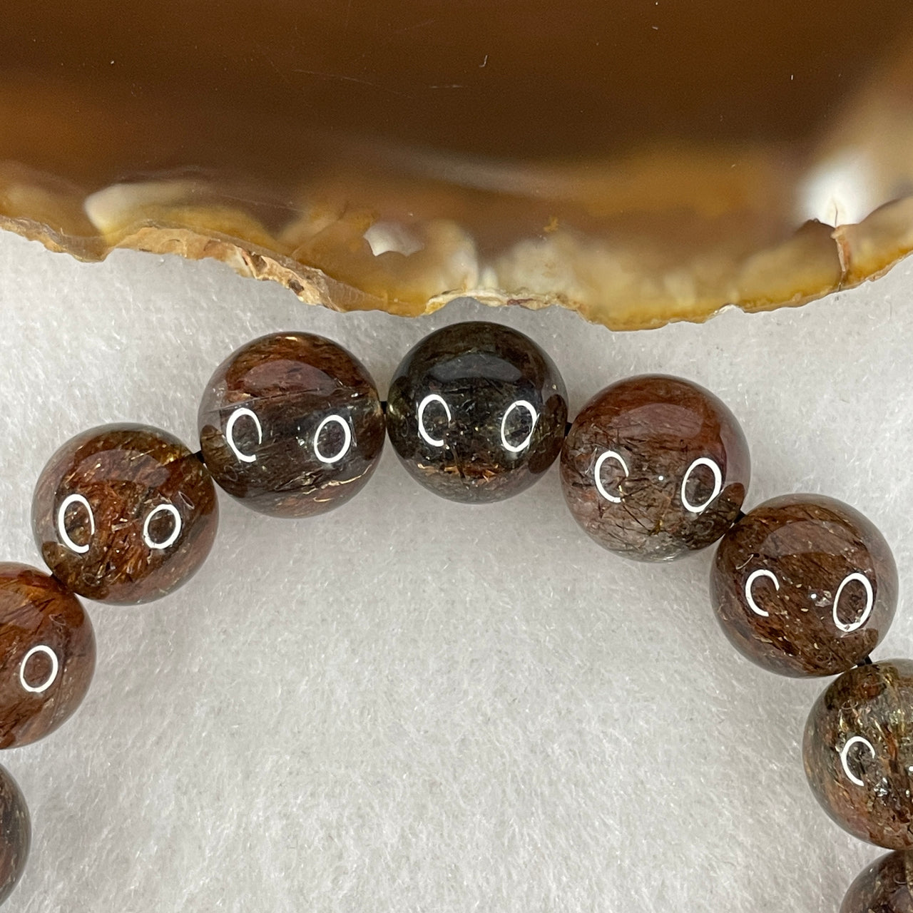 Top Grade Natural Black Gold Super 7 Crystal Beads Bracelet | 11.4mm Black Gold Super 7 (34.11g | 16cm Wrist Sizing | 18 Beads)