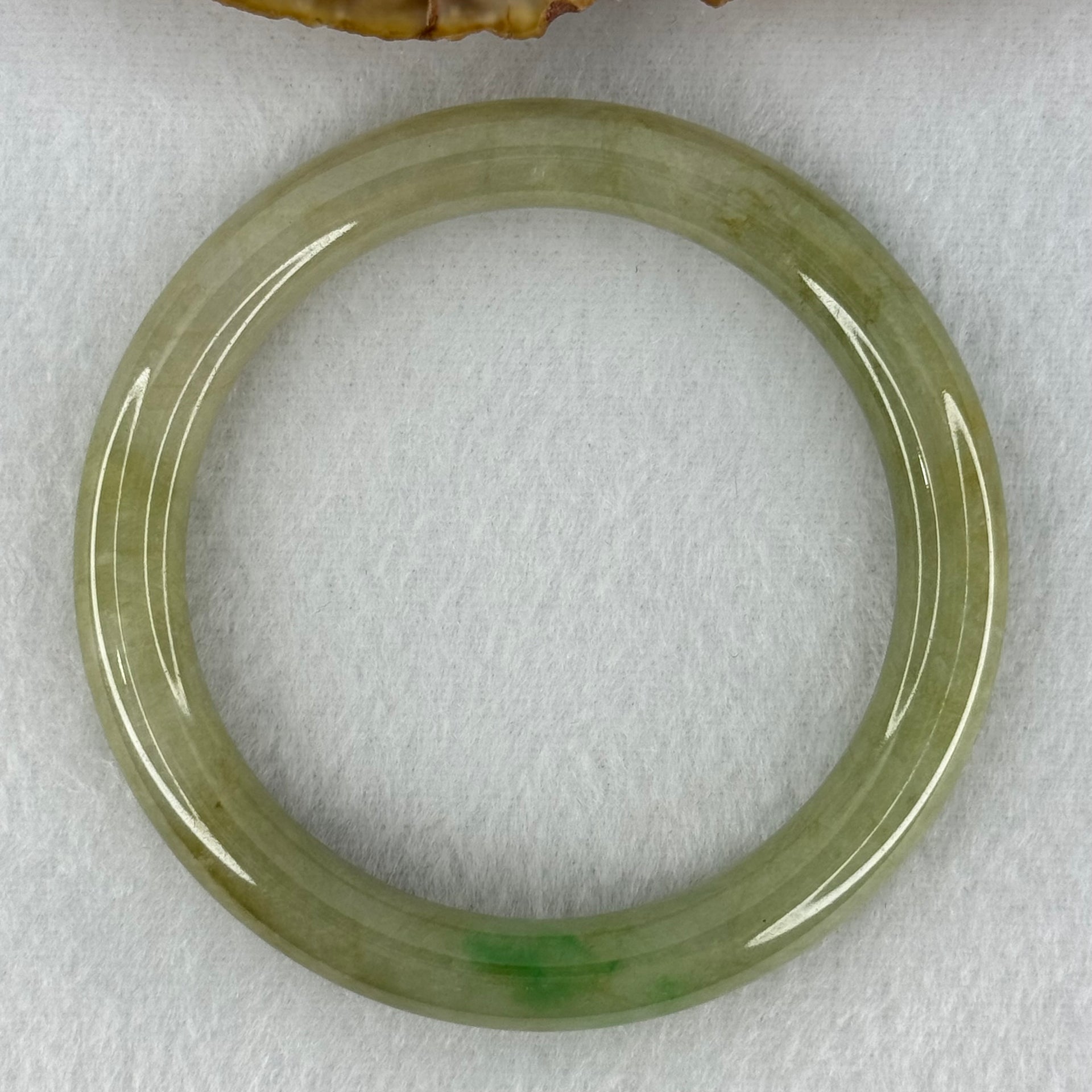 Type A Green with Brown and Emerald Green Patches Jadeite Bangle Internal Diameter 53.5mm 62.07g 9.2 by 8.6mm (Internal Lines) - Huangs Jadeite and Jewelry Pte Ltd