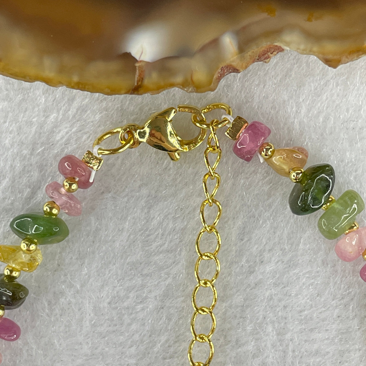 Natural Tourmaline Crystal Irregular Beads with Charm Bracelet 5.85g 15.5cm 6.0mm 41Beads