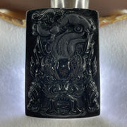 Type A Opaque to Partial Translucent Black Omphacite Jadeite Dragon with pixiu Pendant 45.42g 66.0 by 45.5 by 9.2mm - Huangs Jadeite and Jewelry Pte Ltd