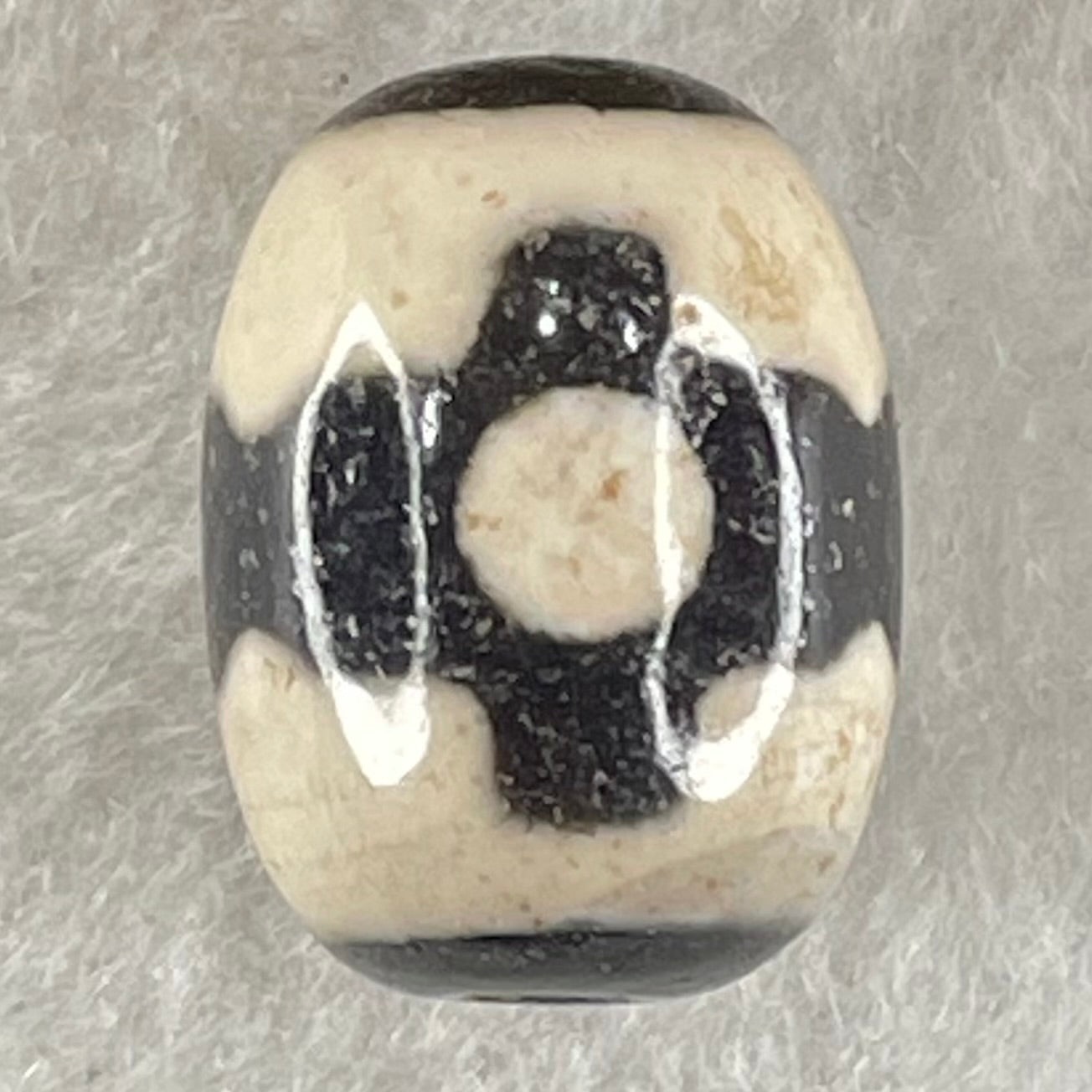 Natural Powerful Tibetan Old Oily Dark Brown With White Agate 3 Eyes Dzi Bead Heavenly Master (Tian Zhu) 三眼天诛 4.52g 17.5 by 13.1mm - Huangs Jadeite and Jewelry Pte Ltd
