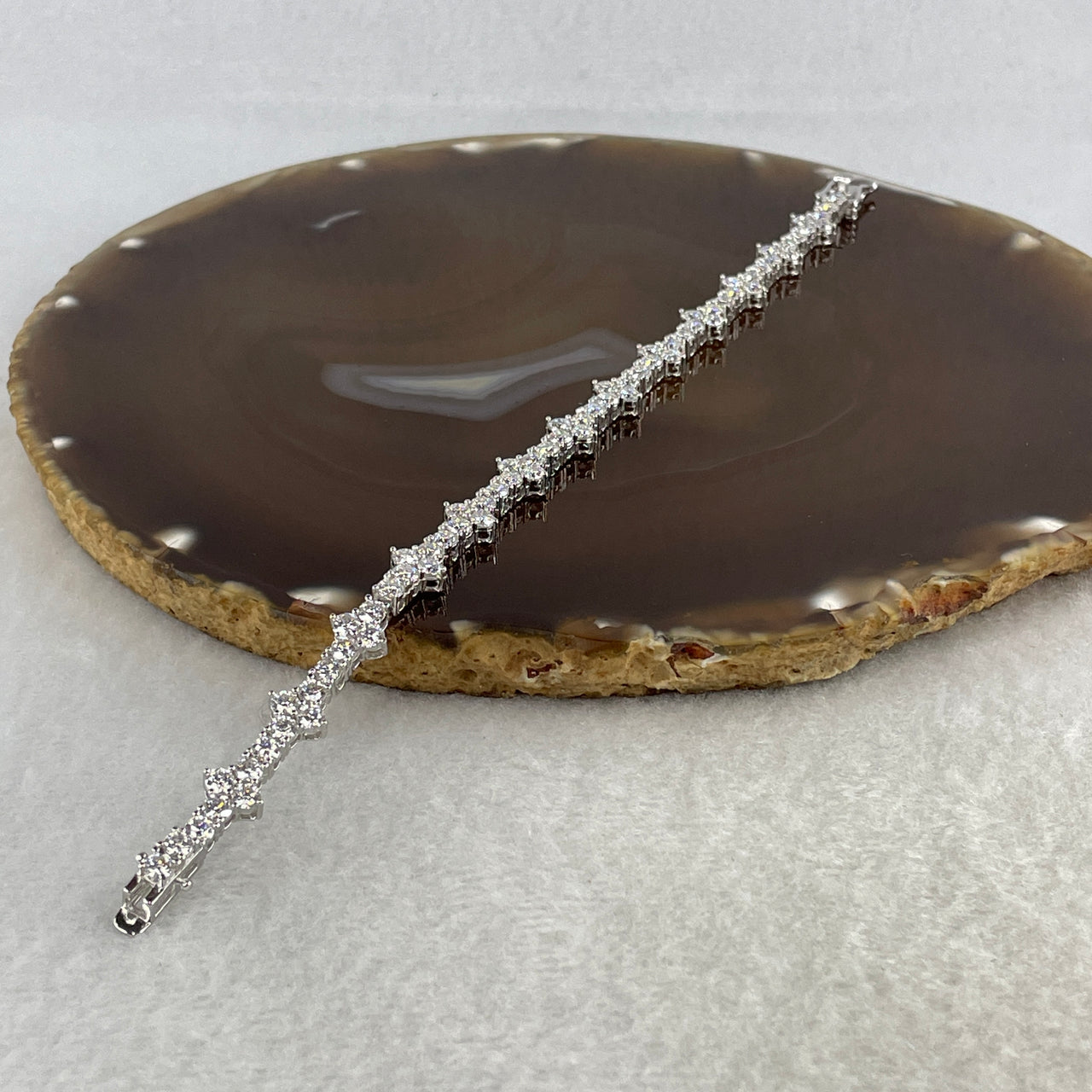 Natural Moissanite Bracelet | Solid S925 Sterling Silver | 16cm Tailored Length | 3.0mm Sleek "Glacial Fire" Continuous Eternity Strand (10.26g)