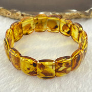Natural Yellow Flower Amber Shou Pai Bracelet 天然花珀手牌手链 14.27g 17.5cm 18.6 by 12.7 by 4.8mm 15pcs - Huangs Jadeite and Jewelry Pte Ltd
