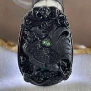 Type A Opaque to Partial Translucent Black Omphacite Jadeite Rooster Pendant 25.65g 59.3 by 40.1 by 8.9mm - Huangs Jadeite and Jewelry Pte Ltd