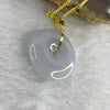 Type A Lavender Jadeite Ping An Kou Donut 平安扣 in 18k Gold Setting 4.57g 23.2 by 19.9 by 5.1mm with 925 Silver Necklace - Huangs Jadeite and Jewelry Pte Ltd