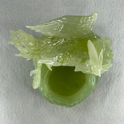 Natural Semi Icy Green Serpentine Phoenix on Pond and Flower Display 1,488.3g 175.0 by 230.0 by 129.0mm - Huangs Jadeite and Jewelry Pte Ltd