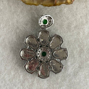 Natural Type A Omphacite Spicy Green Jadeite Hulu Flower Pendant in S925 Silver | (4.87g | 8.0 x 6.2 x 1.5mm x 8 Pcs | Bloom of Fortune & Longevity Anchor, Feng Shui Prosperity & Health Pendant) - Huangs Jadeite and Jewelry Pte Ltd