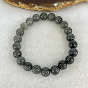 Good Grade Natural  Grey Rabbit Hair Rutilated Quartz Beads Bracelet 23.51g 16.5cm 9.4mm 22 Beads - Huangs Jadeite and Jewelry Pte Ltd