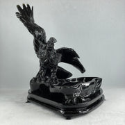 Black Stone Eagle with Pond with Wooden Stand Display 1,914.9g 240.0 by 191.0 by 230.0mm - Huangs Jadeite and Jewelry Pte Ltd