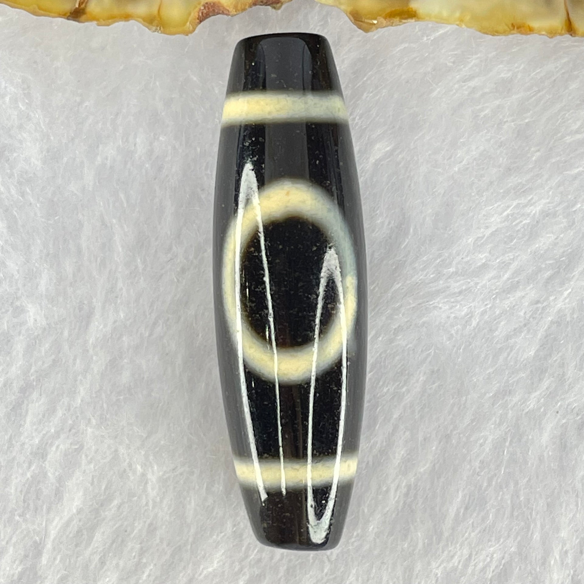 Natural Powerful Tibetan Old Oily Agate 1 Eye With Swastika Dzi Bead (Hotu Dzi) 7.60g 38.3 by 11.7mm - Huangs Jadeite and Jewelry Pte Ltd