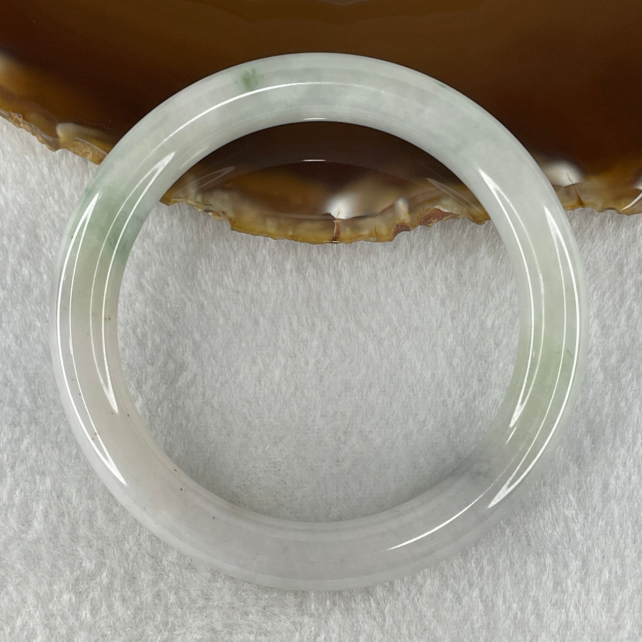 Type A Natural Light Green with Reddish Brown Patches Jadeite Bangle 51.19g Inner Diameter 56.5mm 10.0 by 9.7mm (Internal Lines) - Huangs Jadeite and Jewelry Pte Ltd