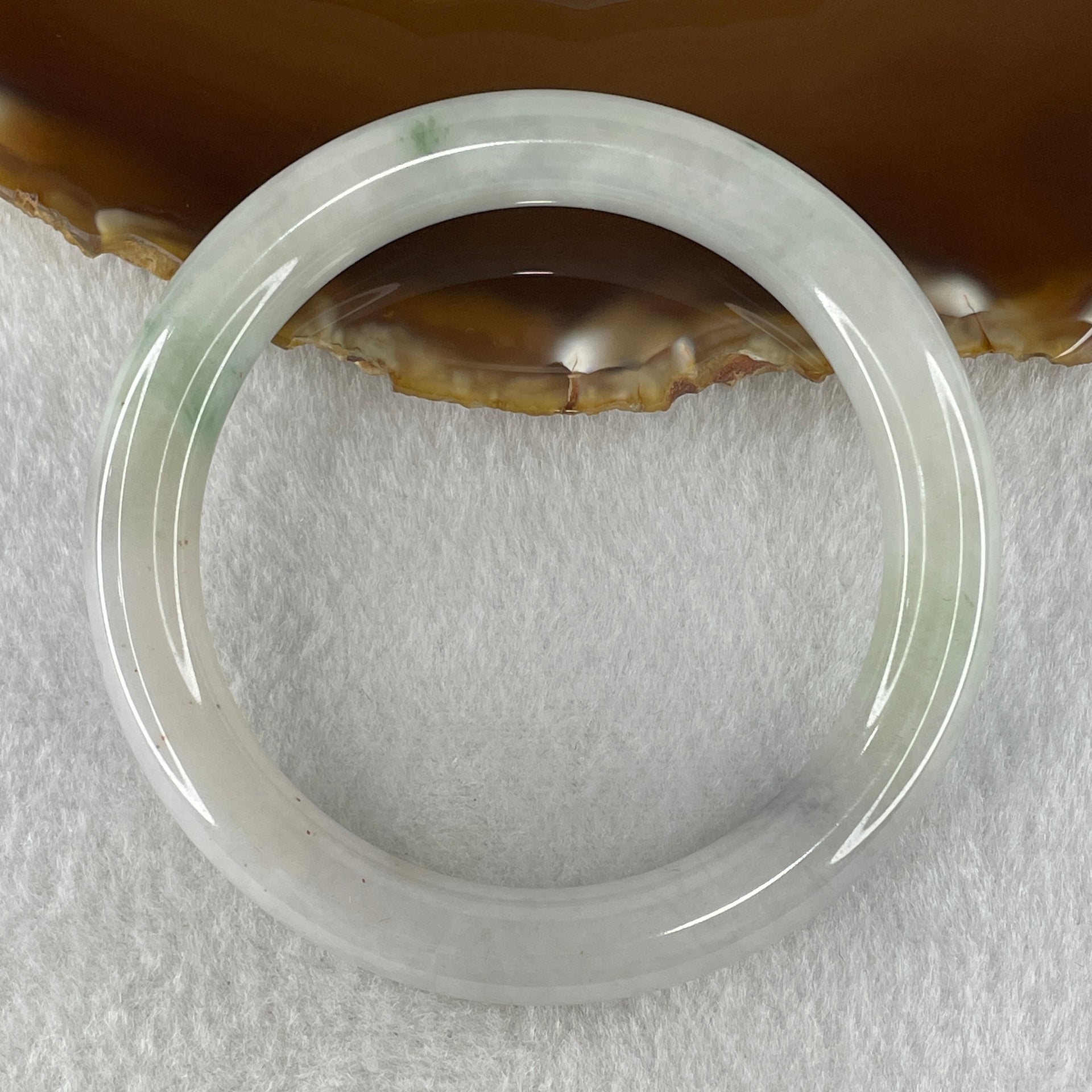 Type A Natural Light Green with Reddish Brown Patches Jadeite Bangle 51.19g Inner Diameter 56.5mm 10.0 by 9.7mm (Internal Lines) - Huangs Jadeite and Jewelry Pte Ltd