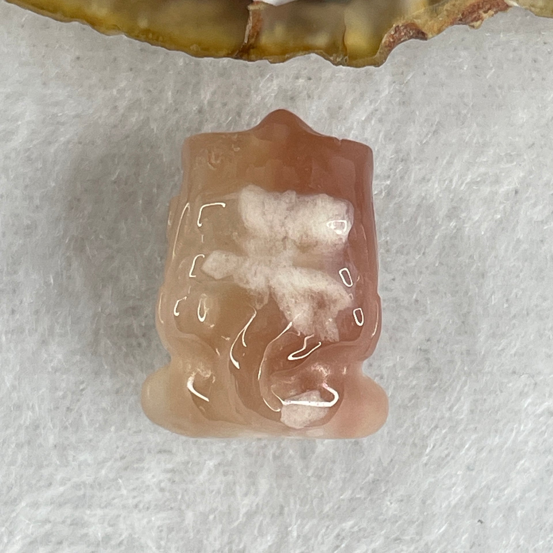 Natural Pink Flower Agate Unicorn Charm 5.69g 21.0 by 15.7 by 14.6mm - Huangs Jadeite and Jewelry Pte Ltd