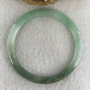Natural Type A Light Green with Blueish Green Jadeite Flat Ding Dang Bangle 19.59g Inner Diameter 55.2mm 5.1 by 6.9mm (Perfect) - Huangs Jadeite and Jewelry Pte Ltd