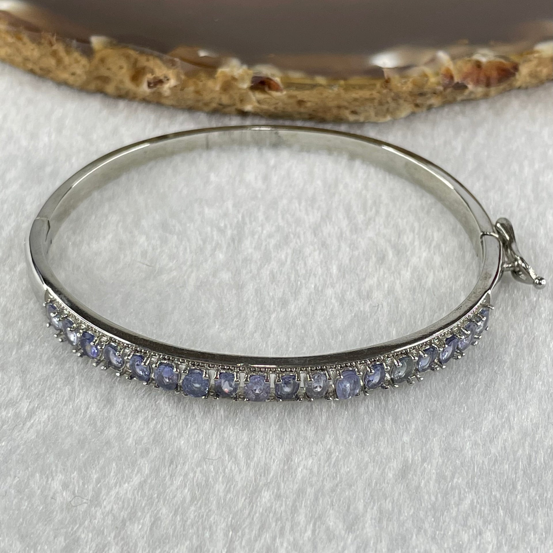 Natural Blue Topaz With Crystals in S925 Sliver Bracelet 12.96g 6.1 by 3.3mm - Huangs Jadeite and Jewelry Pte Ltd