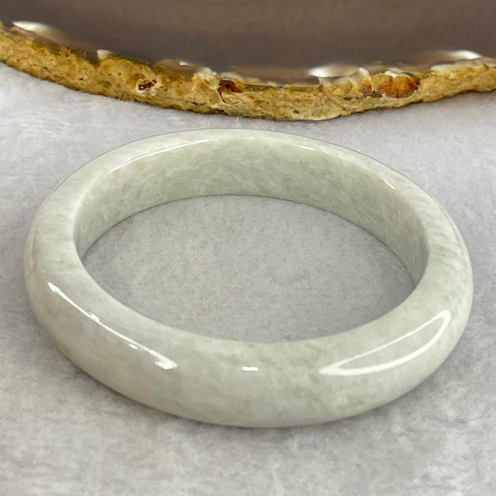 Type A Light Lavender with Moss Green Patch Jadeite Bangle Internal Diameter 55.0mm 53.12g 12.5 by 8.4mm (Slight Internal Lines) - Huangs Jadeite and Jewelry Pte Ltd