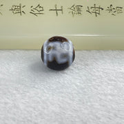 Natural Powerful Tibetan Old Oily Agate 3 Hotu Swastika Dzi Bead 3.83g 14.2 by 13.9mm - Huangs Jadeite and Jewelry Pte Ltd