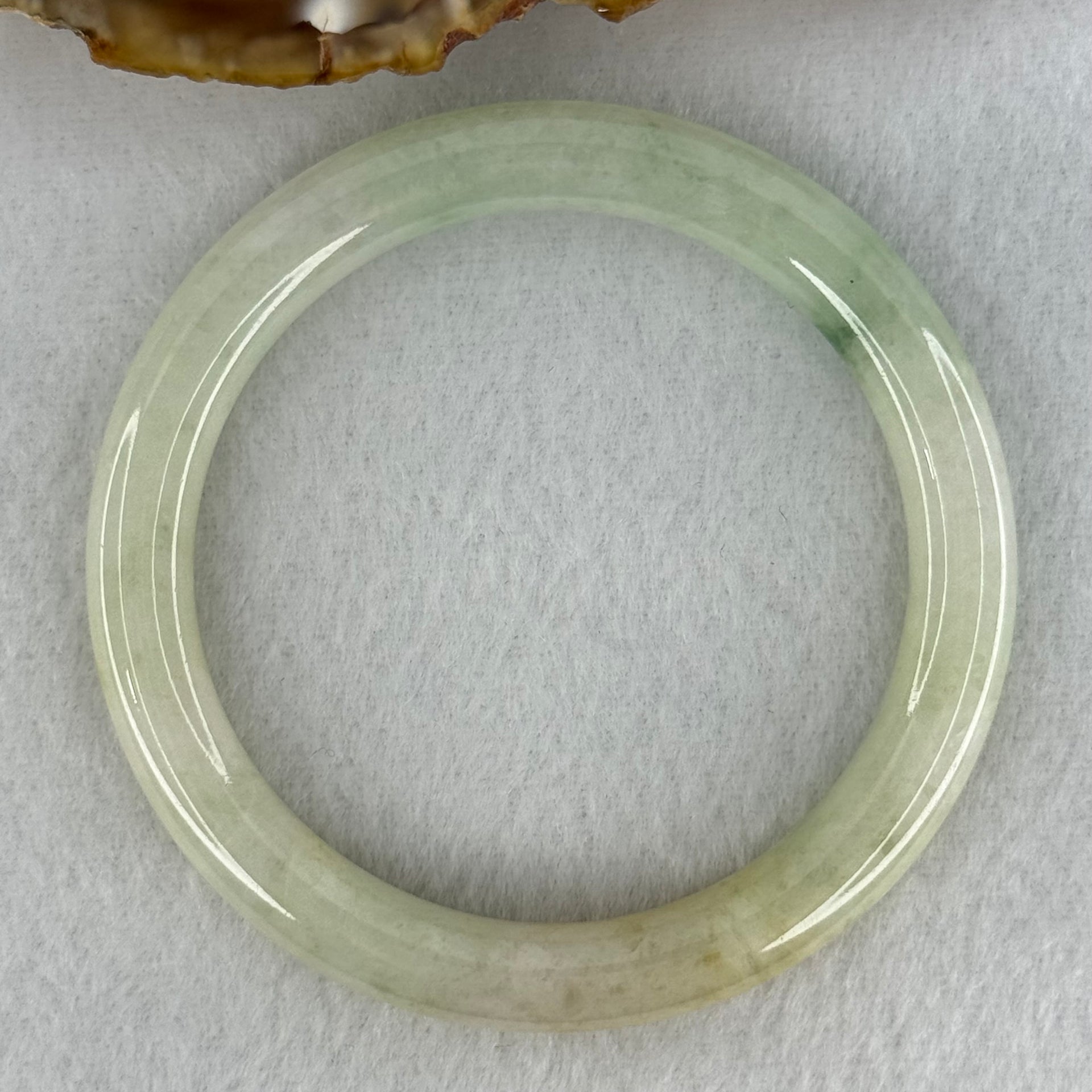 Type A Light Green with Yellow and Blueish Green Patches Jadeite Bangle Internal Diameter 52.0mm 32.14g 7.9 by 8.0mm (Slight Internal Lines) - Huangs Jadeite and Jewelry Pte Ltd