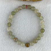 Natural Type A Light Green with Greyish Jadeite Beads Bracelet 15.27g 15cm 6.9mm 26 Beads - Huangs Jadeite and Jewelry Pte Ltd