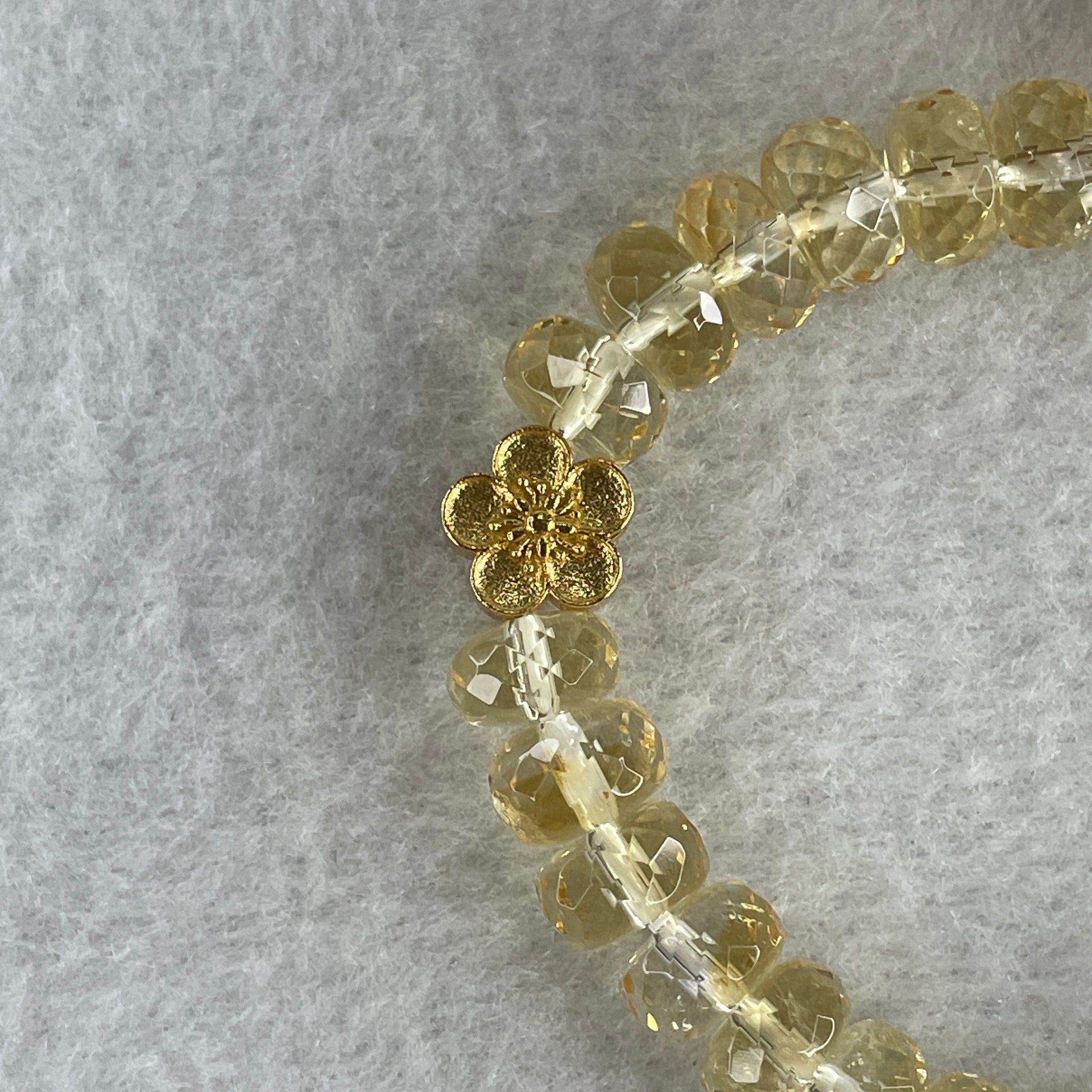 Natural Citrine Donut with Heart Shape Charm Bracelet 20.03g 15cm 8.5mm 34 Beads - Huangs Jadeite and Jewelry Pte Ltd