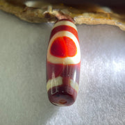 Natural Powerful Tibetan Old Oily Red White Agate One Eye Fire Sign Dzi Bead Heavenly Master (Tian Zhu) 一眼火天珠 10.70g 37.4 by 13.4mm - Huangs Jadeite and Jewelry Pte Ltd
