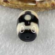 Natural Powerful Tibetan Old Oily Dark Brown With White Agate 3 Eyes Dzi Bead Heavenly Master (Tian Zhu) 三眼天诛 4.61g 17.8 by 12.7mm - Huangs Jadeite and Jewelry Pte Ltd