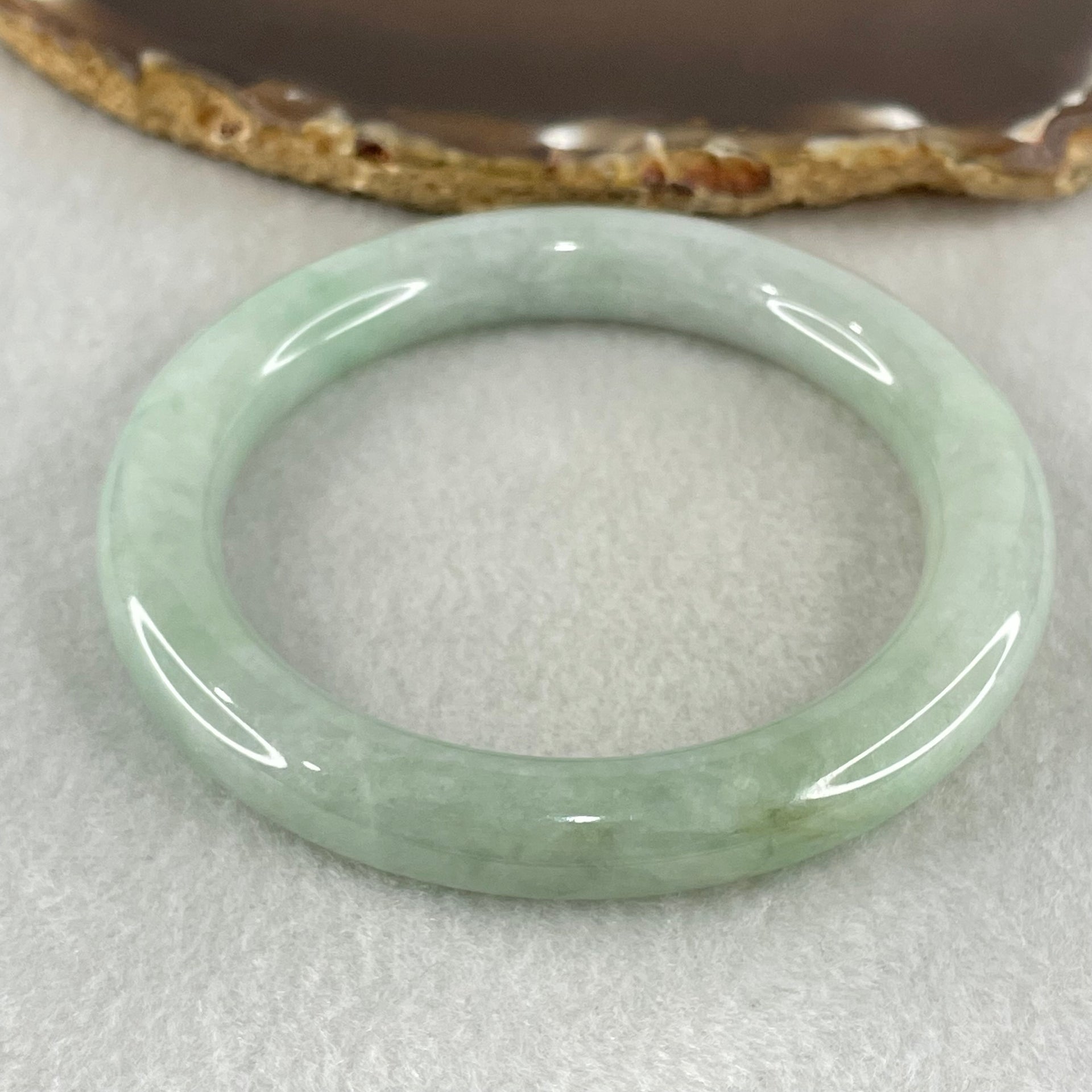 Type A Light Green Jadeite Bangle 61.11g Inner Diameter 58.5mm 10.1 by 10.7mm (Slight Internal Lines) - Huangs Jadeite and Jewelry Pte Ltd