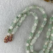 Certified Natural Type A Light Green Jadeite Lulutong Beads with Natural White Agate Beads Necklace 55.36g 74cm 6.6mm 62 Lulutong - Huangs Jadeite and Jewelry Pte Ltd