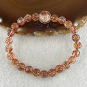 Natural Reddish Copper Rutilated Quartz Beads with Charm Bracelet 17.74g 7.8mm 24 Beads - 10.8 by 6.5mm 1 Charm - Huangs Jadeite and Jewelry Pte Ltd