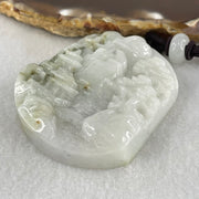 Type A Light Green Jadeite Shan Shui with Guiren Benefactor Pendant 68.16g 52.3 by 46.4 by 12.6mm - Huangs Jadeite and Jewelry Pte Ltd