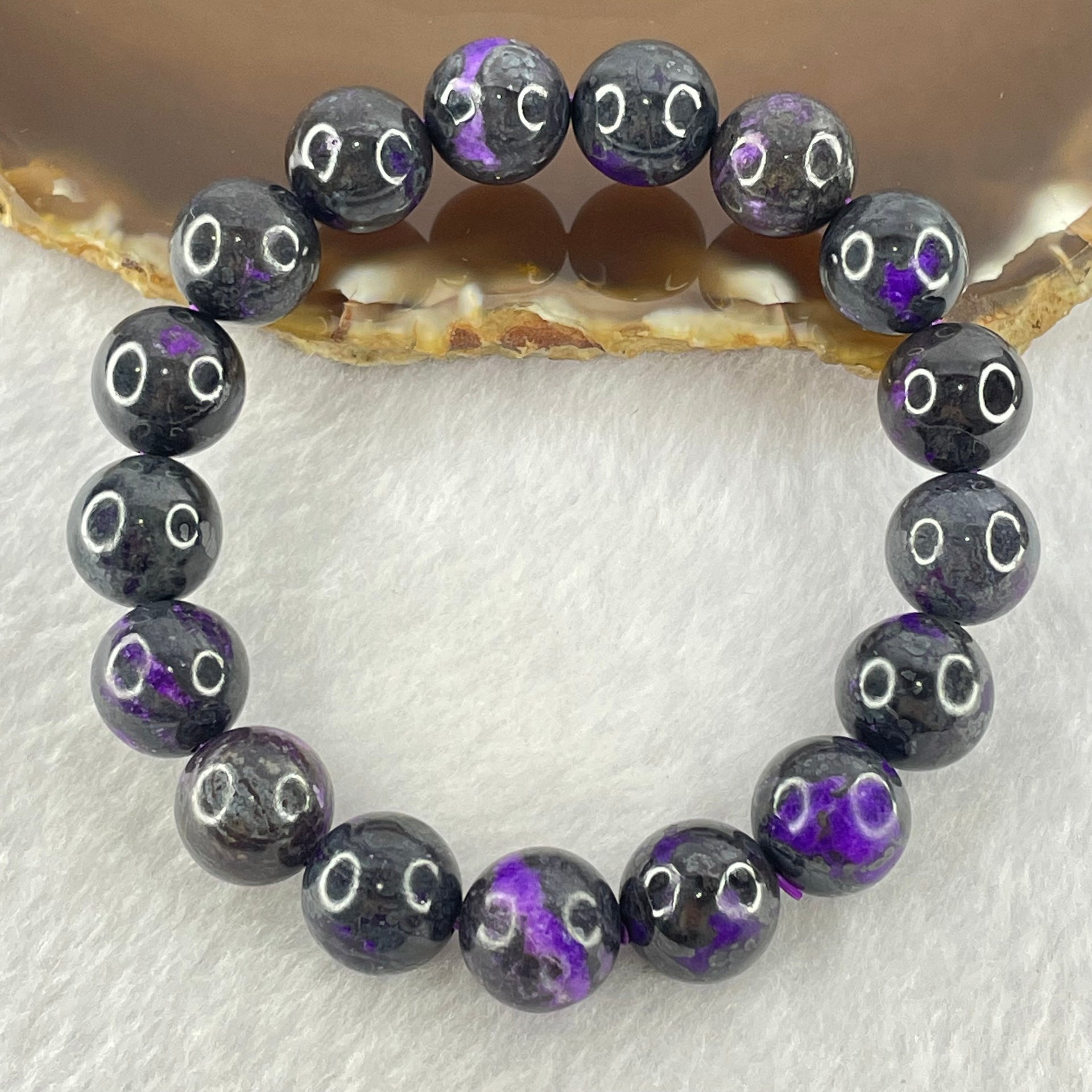 Very Good Grade Natural Sugilite Bracelet 天然苏纪石手链 46.52g 17cm 11.9mm 17 Beads - Huangs Jadeite and Jewelry Pte Ltd