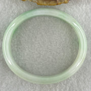 Type A Natural Light Green Faint Lavender with Emerald Green Patches Jadeite Oval Bangle 31.66g Inner Diameter 53.4mm 12.2 by 5.7mm (Internal Lines) - Huangs Jadeite and Jewelry Pte Ltd