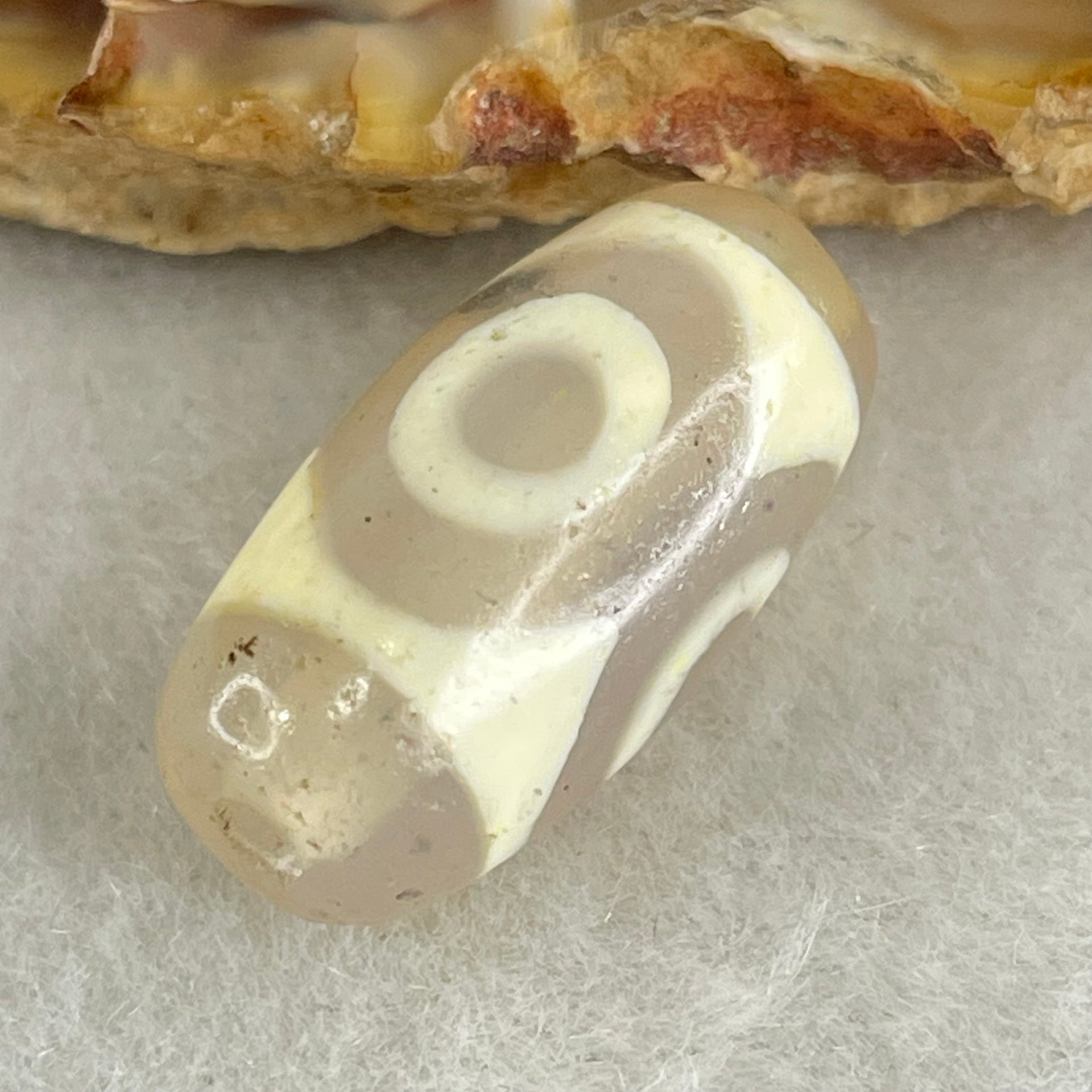 Natural Powerful Tibetan Old Oily Agate 3 Eyes Dzi Bead Heavenly Master (Tian Zhu) 三眼天诛 3.15g 20.2 by 10.2mm - Huangs Jadeite and Jewelry Pte Ltd
